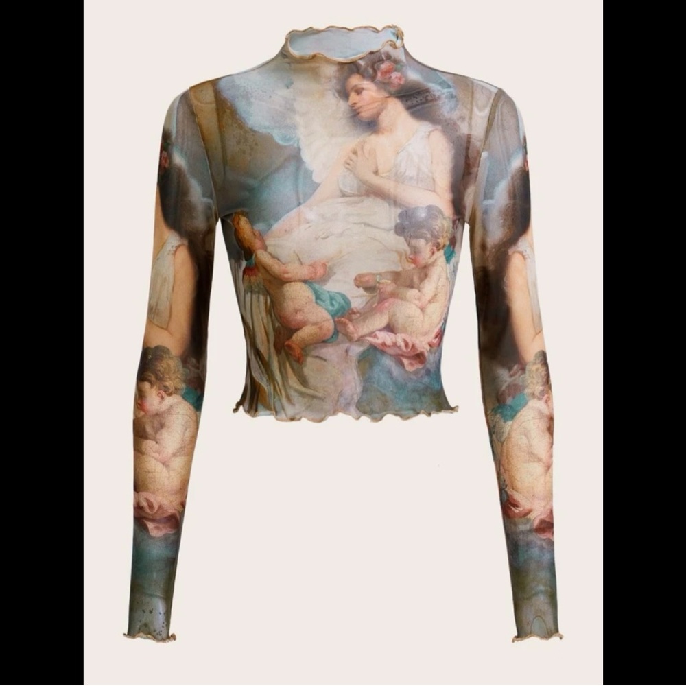 NWOT Figure Graphic Lettuce Trim Crop Shirt